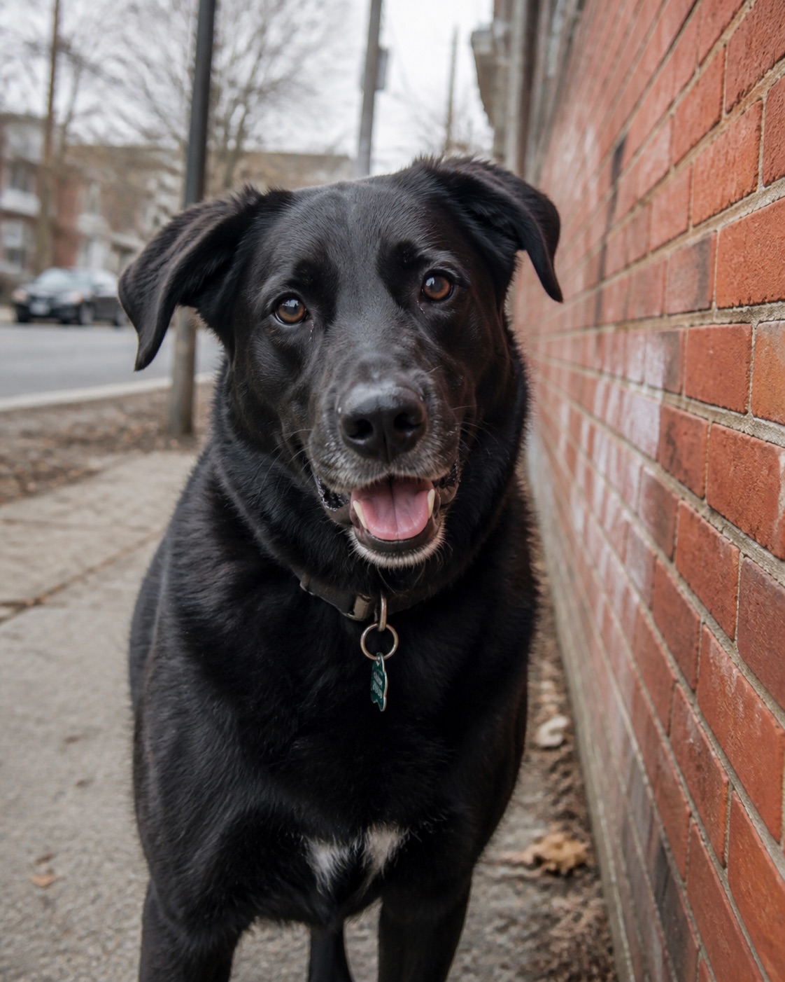 Luna, a Labrador mix, outdoors in Toronto